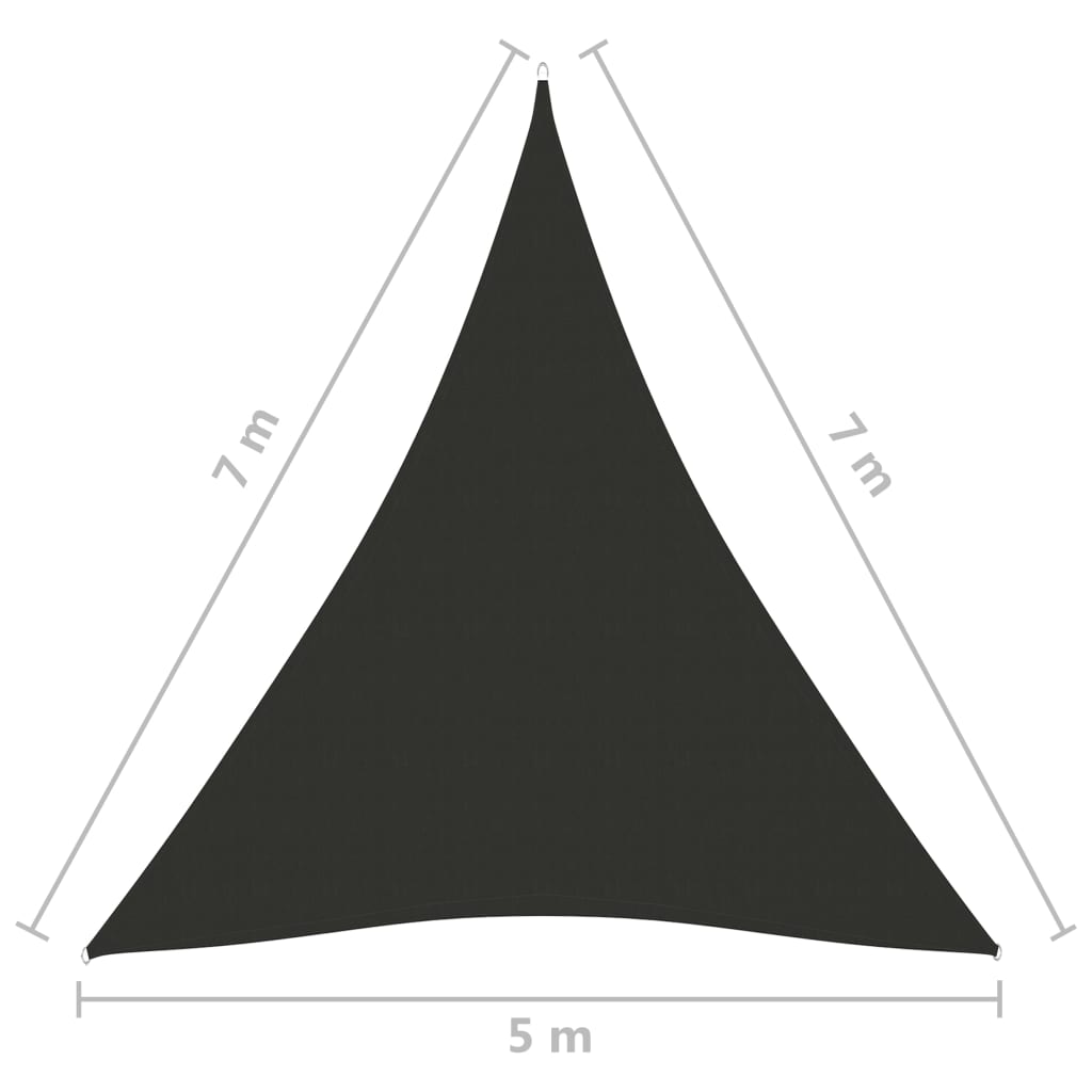 vidaXL サンシェードセイル 5x7x7m 三角形 オックスフォード生地 アントラシート