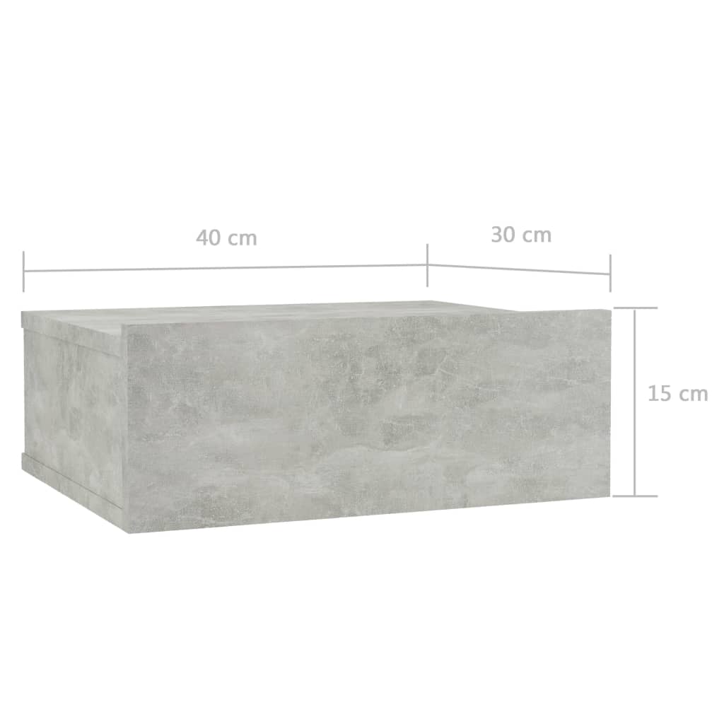 vidaXL 壁面取付型ナイトチェスト コンクリートグレー 40x30x15cm パーティクルボード