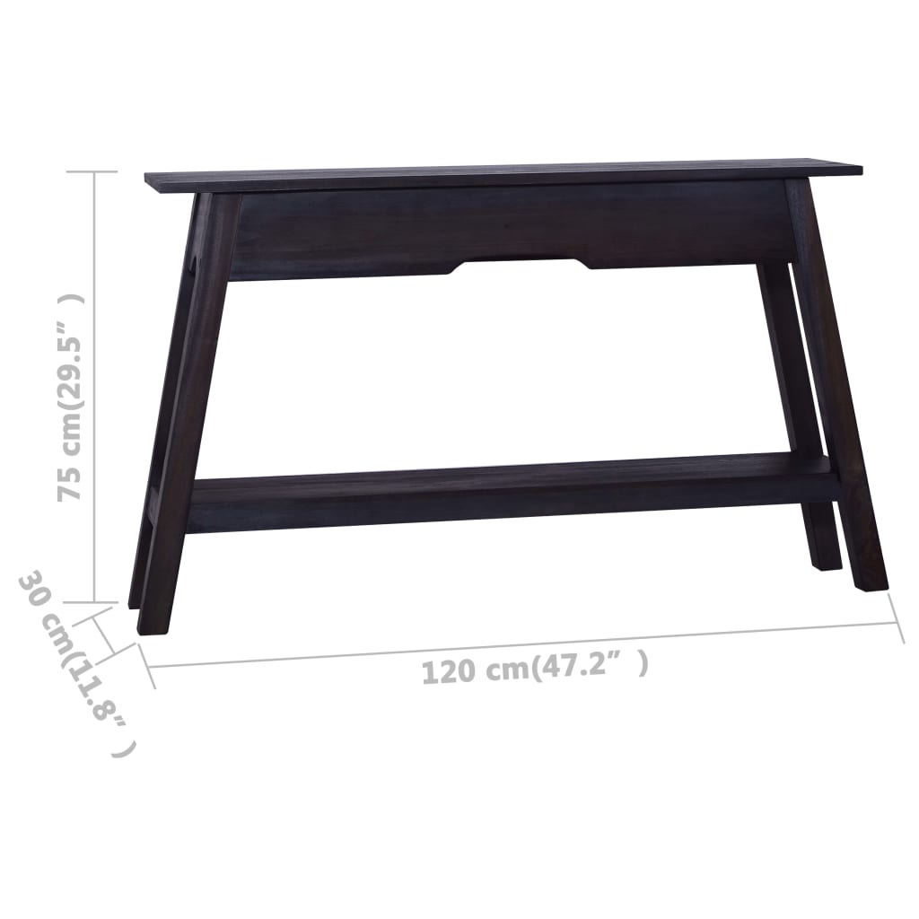 vidaXL コンソールテーブル ブラック 120x30x75cm マホガニー無垢材