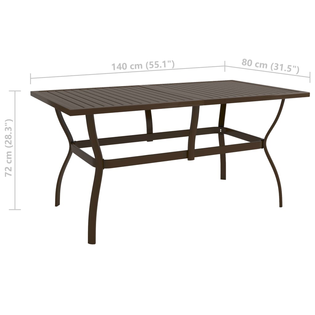 vidaXL ガーデンテーブル 140x80x72cm ブラウン スチール製