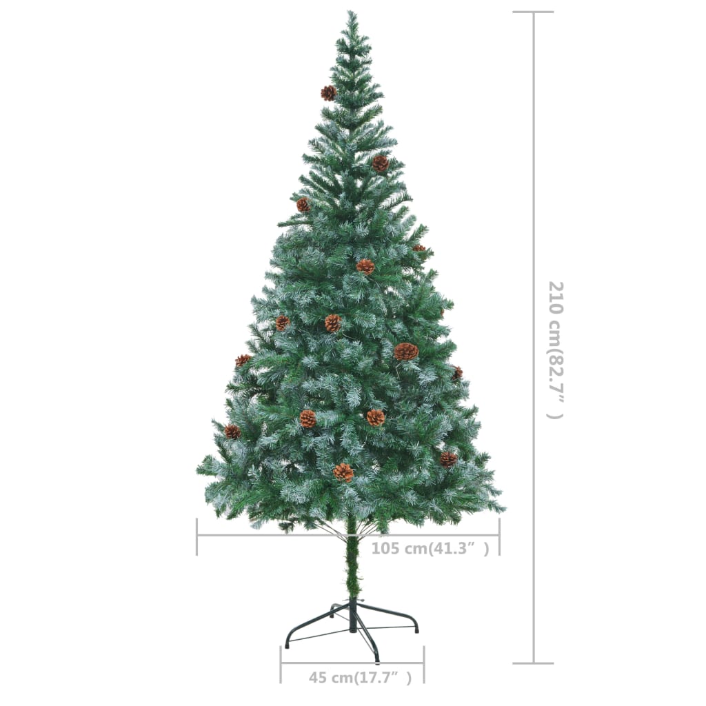 vidaXL フェイククリスマスツリー 松ぼっくり付き 210cm