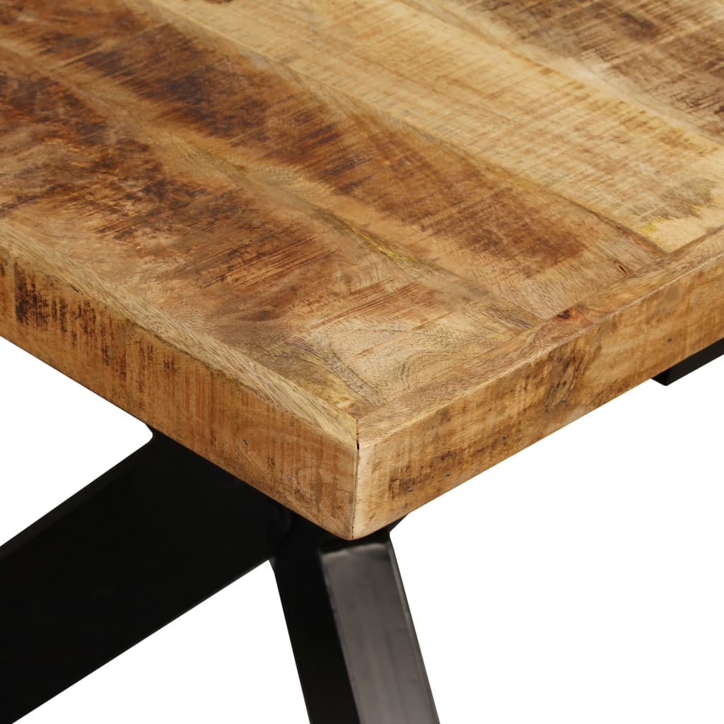 vidaXL ダイニングテーブル マンゴー無垢材＆スチール クロス型 180cm