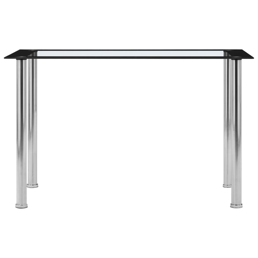 vidaXL ダイニングテーブル ブラック＆透明 120x60x75cm 強化ガラス製