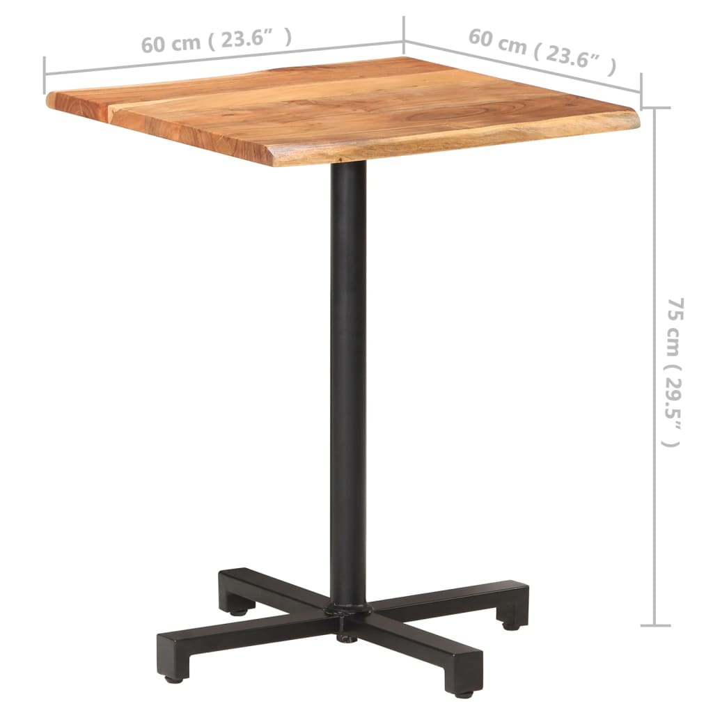 vidaXL ビストロテーブル 天然木の形状 (ライブエッジ) アカシア無垢材 60x60x75cm