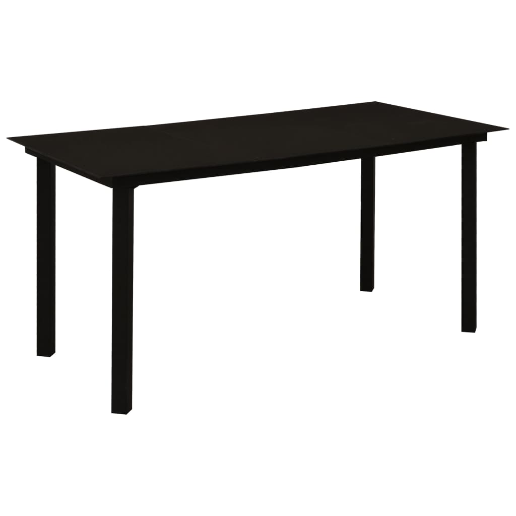 vidaXL ガーデンダイニングテーブル ブラック 150x80x74 cm スチール＆ガラス製