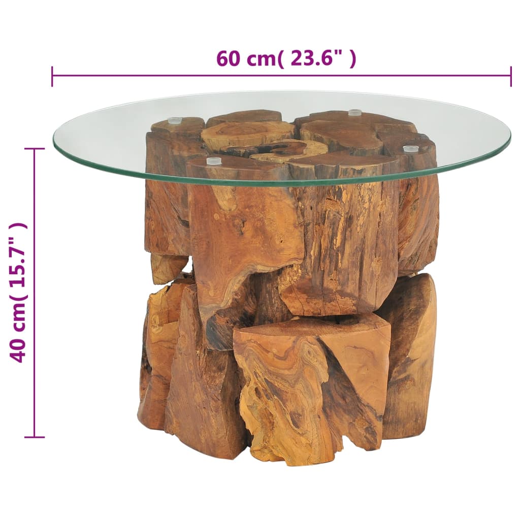vidaXL コーヒーテーブル チーク無垢材 流木 60 cm