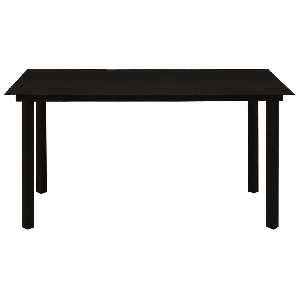 vidaXL ガーデンダイニングテーブル ブラック 150x80x74 cm スチール＆ガラス製