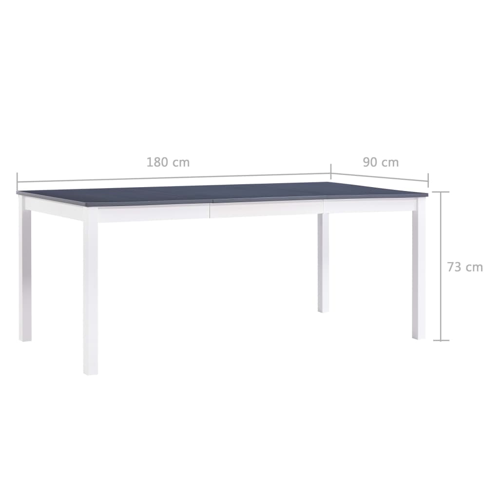 vidaXL ダイニングテーブル ホワイト＆グレー 180x90x73cm パイン無垢材