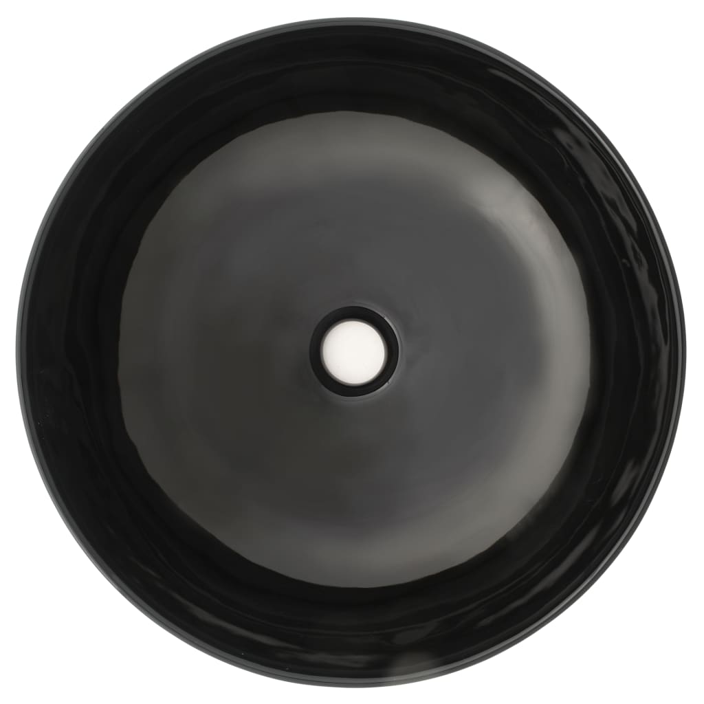 vidaXL 洗面ボウル 丸型 陶器製 ブラック 41.5x153.5cm