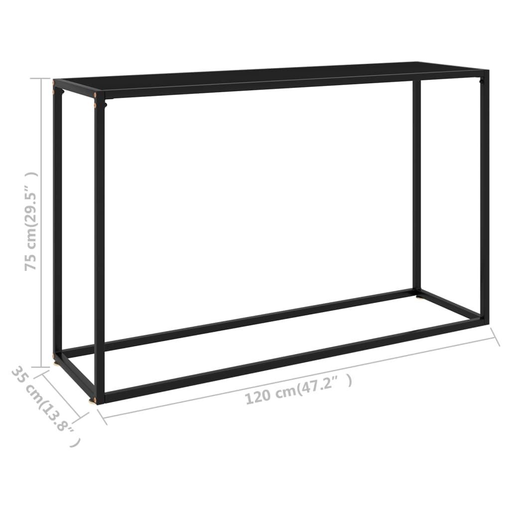 vidaXL コンソールテーブル ブラック 120x35x75cm 強化ガラス製