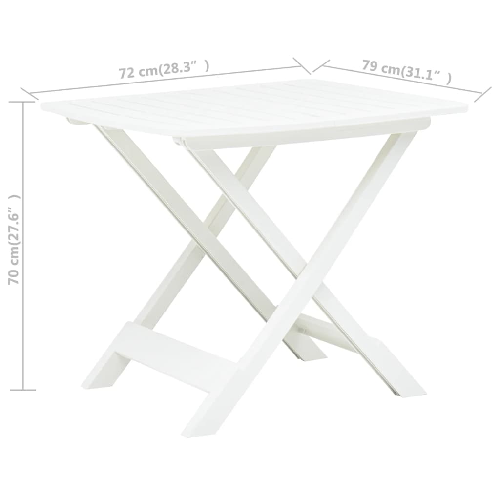 vidaXL 折りたたみガーデンテーブル ホワイト 79x72x70cm プラスチック製