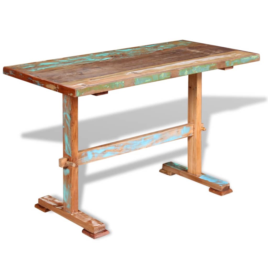 vidaXL 台座ダイニングテーブル 無垢の再生木材 120x58x78 cm