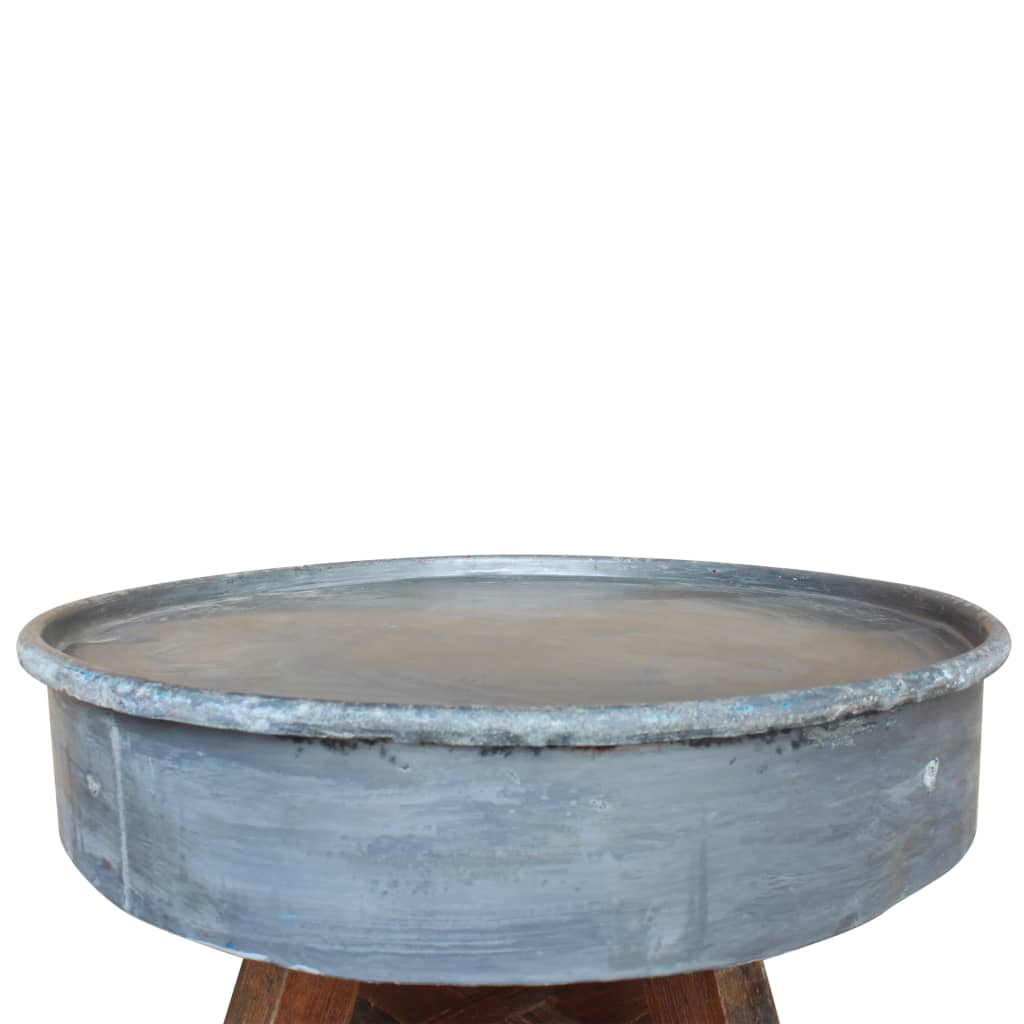 vidaXL コーヒーテーブル 無垢の再生木材 60x45cm シルバー