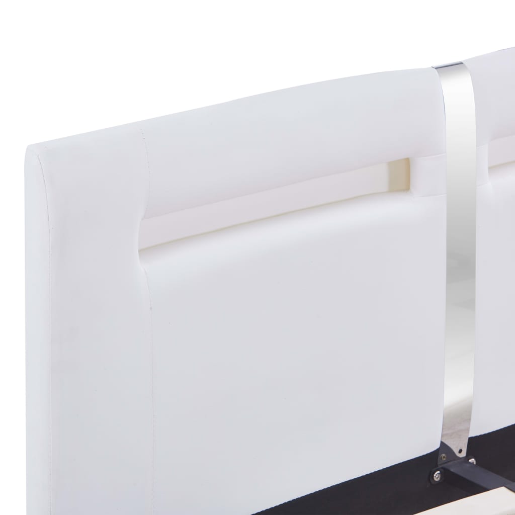 vidaXL ベッド フレーム LEDライト付き ホワイト 合成皮革 120x200cm