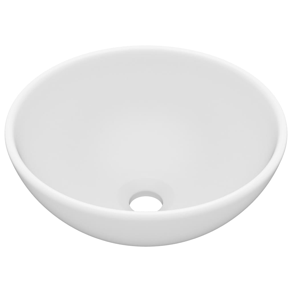 vidaXL バスルーム用 洗面器 丸型 マットホワイト 32.5x14cm セラミック