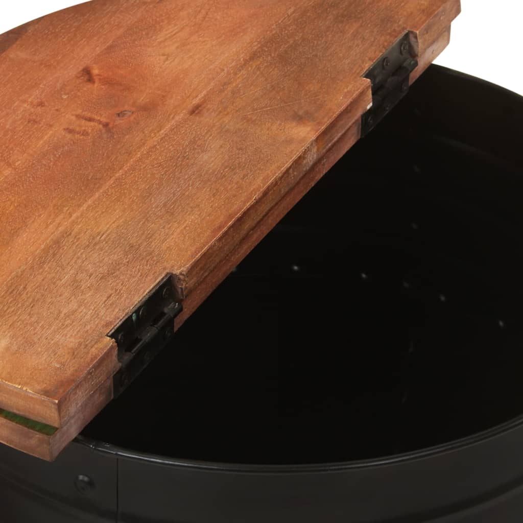 vidaXL コーヒーテーブル ブラック 50x39.5 cm 再生無垢材