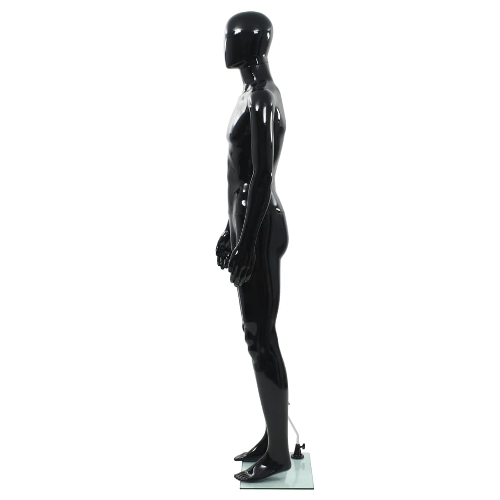 vidaXL マネキン 男性全身 ガラスベース付き グロスブラック 185cm