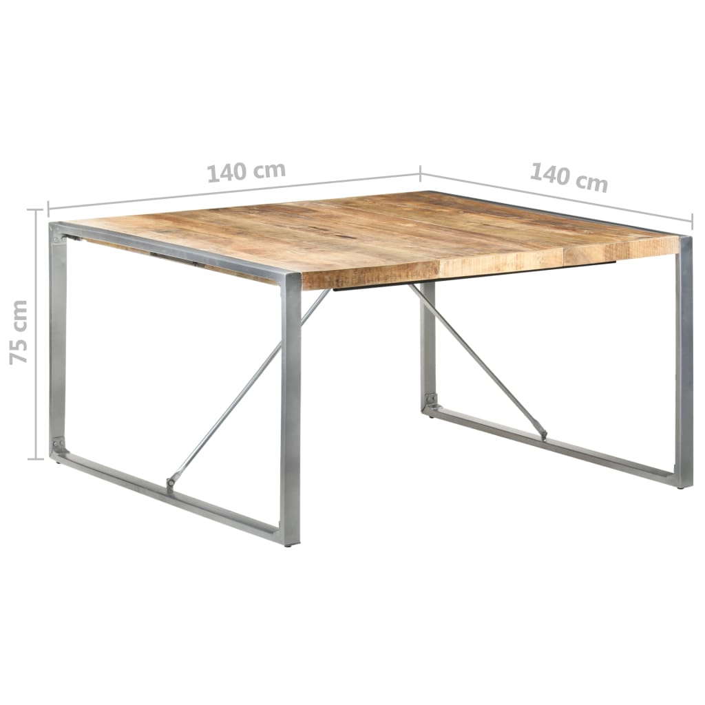 vidaXL ダイニングテーブル 140x140x75cm マンゴー無垢材 (粗目)