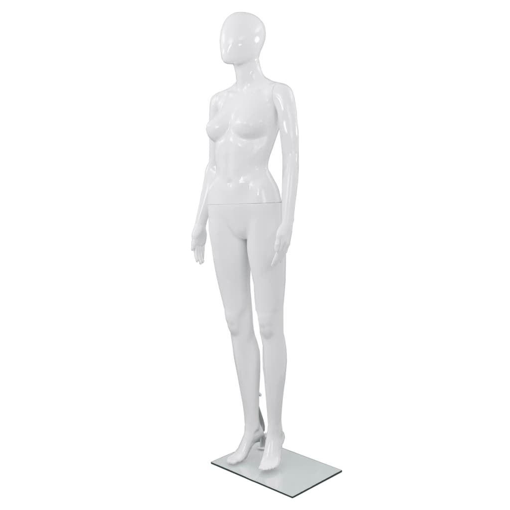 vidaXL マネキン 女性全身 ガラスベース付き グロスホワイト 175cm