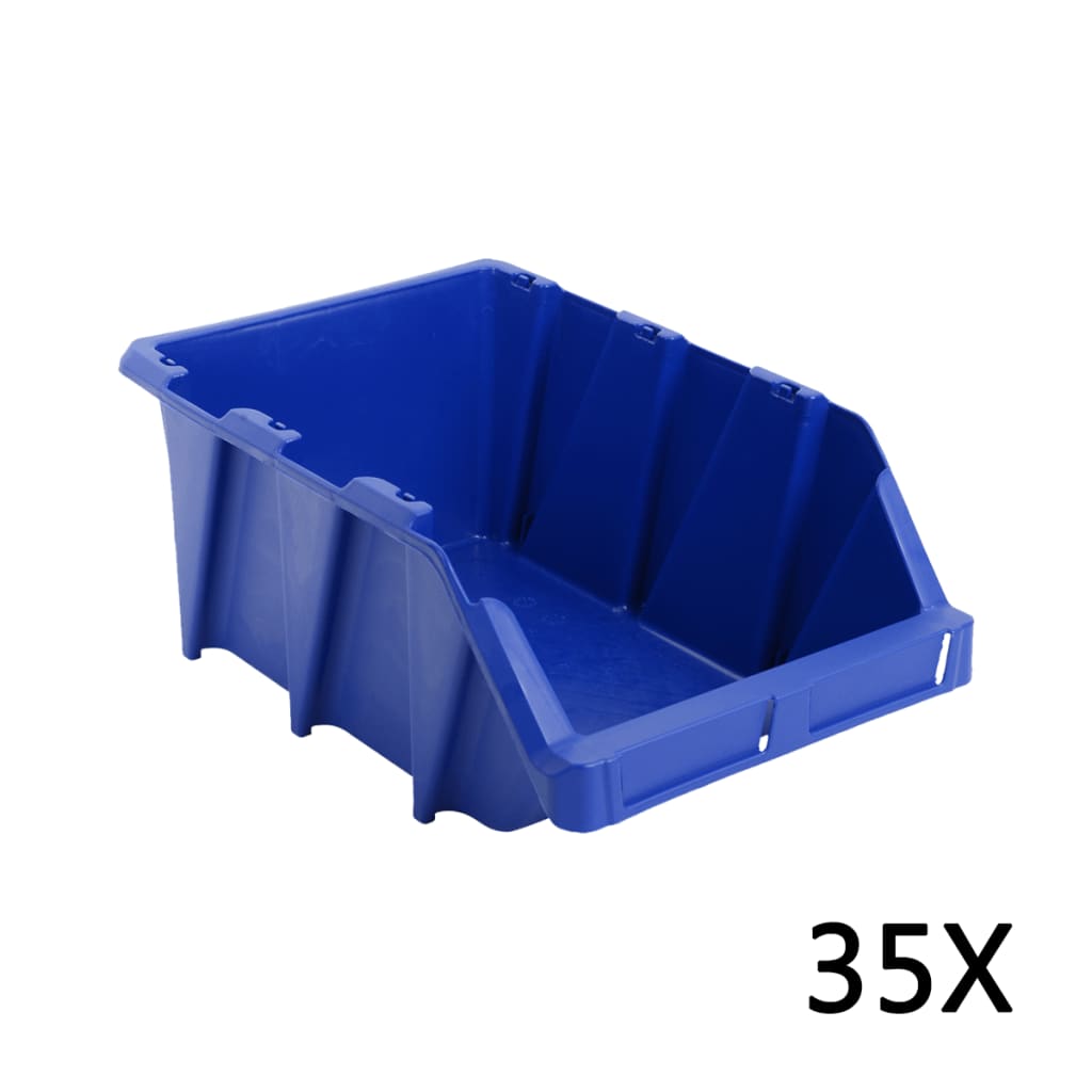 vidaXL 積み重ね収納ボックス 35点 218x360x156mm ブルー