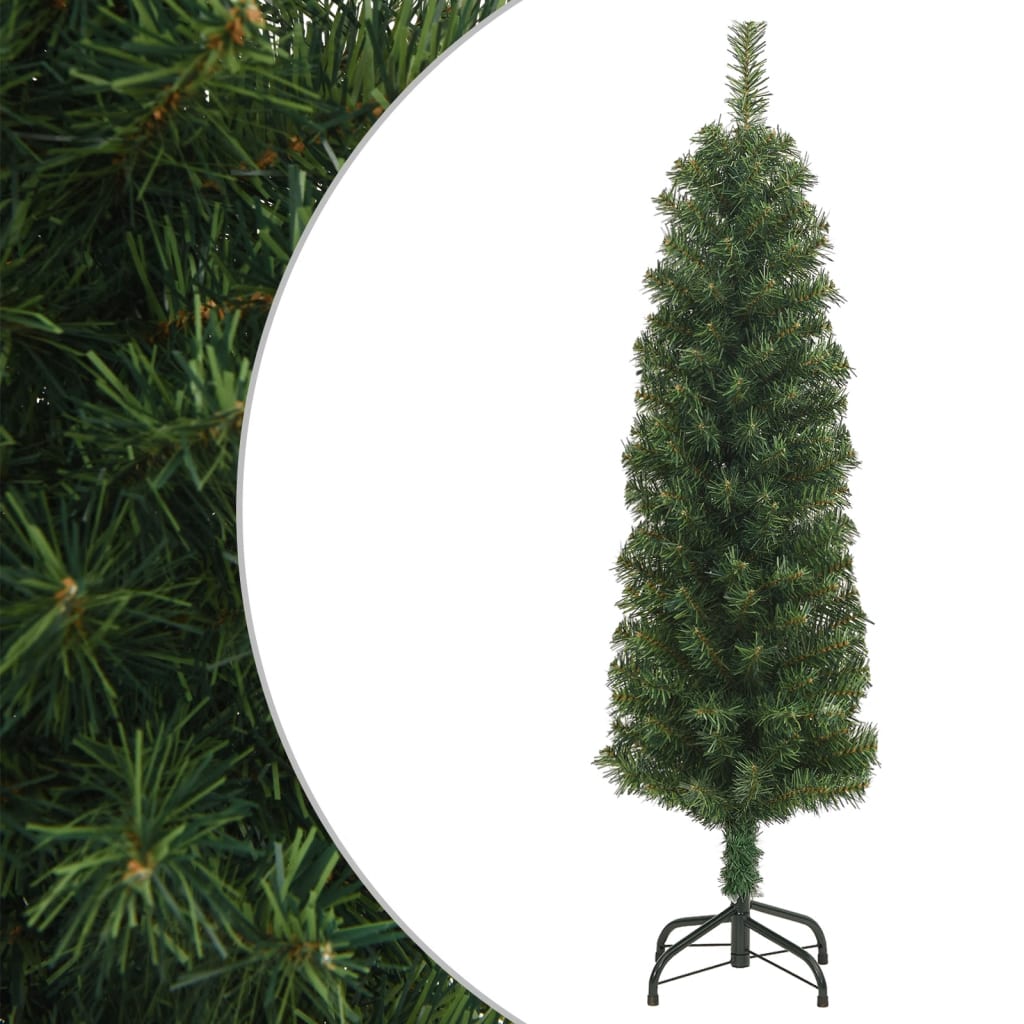 vidaXL スリム型 人工クリスマスツリー スタンド付き グリーン 150cm PVC製