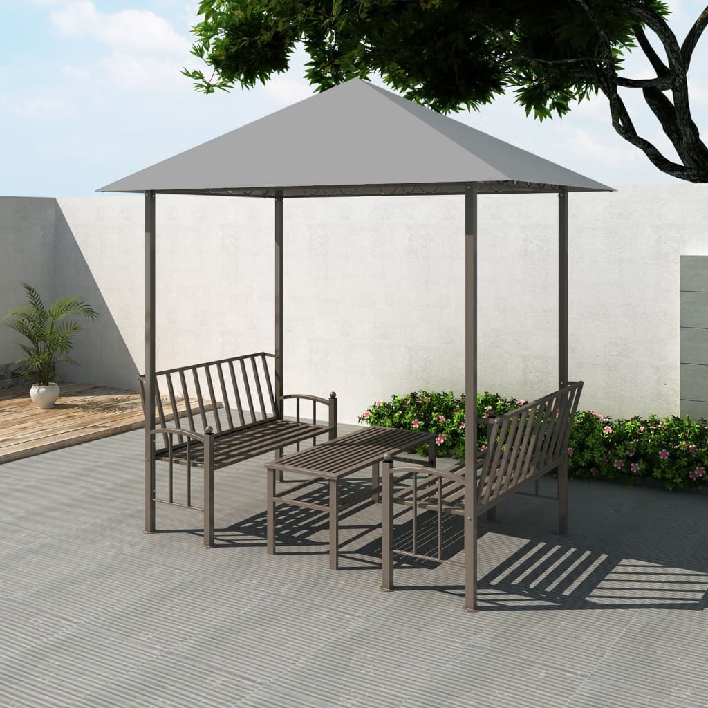 vidaXL ガーデンパビリオン テーブル＆ベンチ付き 2.5x1.5x2.4m アントラシート