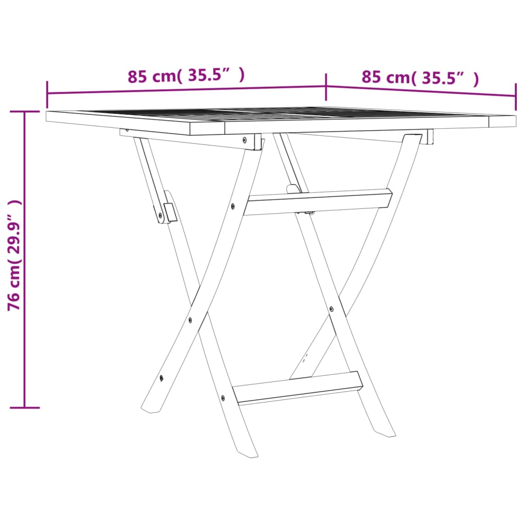 vidaXL 折りたたみ式ガーデンテーブル 85x85x76cm チーク無垢材