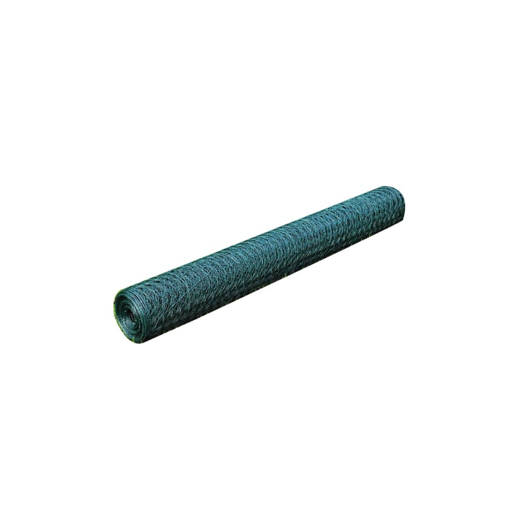 vidaXL 金網フェンス PVCコーティング 亜鉛メッキ製 25x1m グリーン