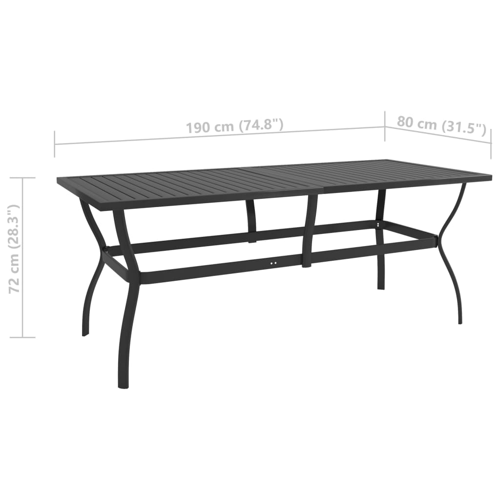 vidaXL ガーデンテーブル アントラシート 190x80x72 cm スチール製