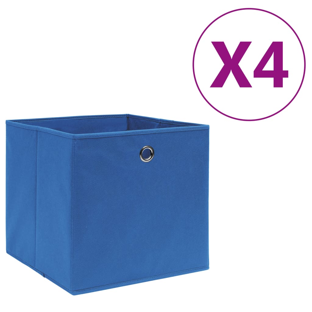 vidaXL 収納ボックス 4点 不織布 28x28x28cm ブルー