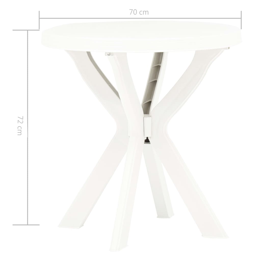 vidaXL ビストロテーブル 直径70cm プラスチック製 ホワイト