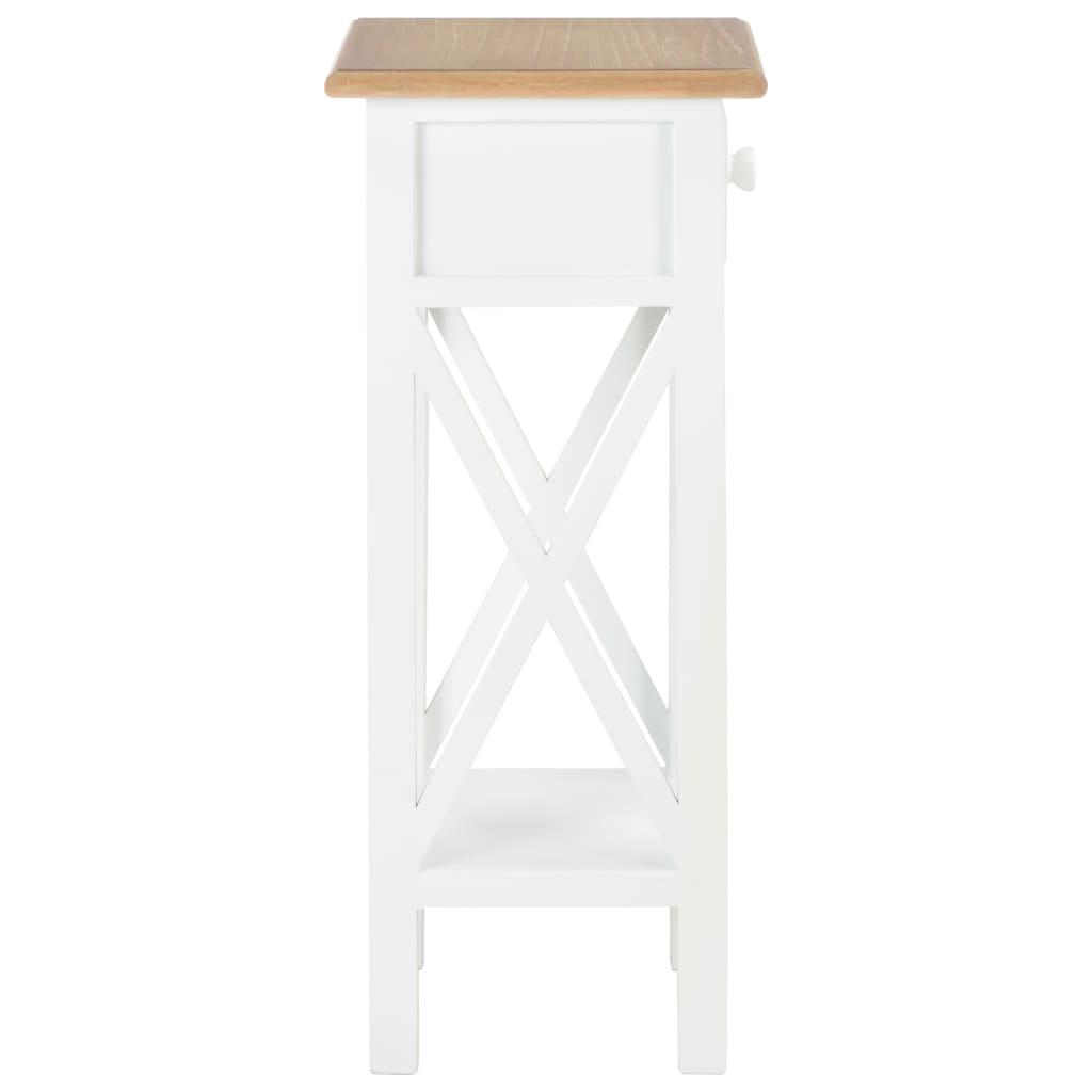 vidaXL サイドテーブル 27x27x65.5cm 木製 ホワイト