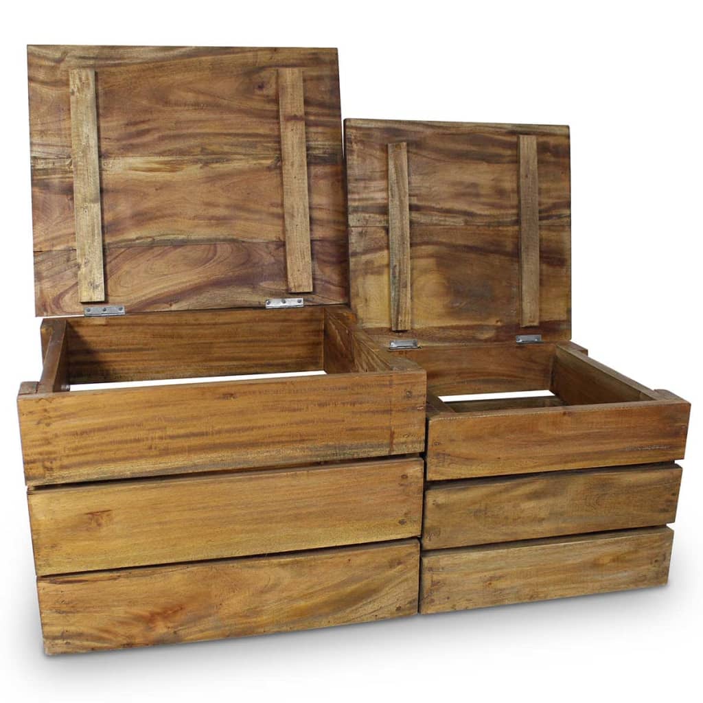 vidaXL 収納ボックス 2点セット 無垢の再生木材