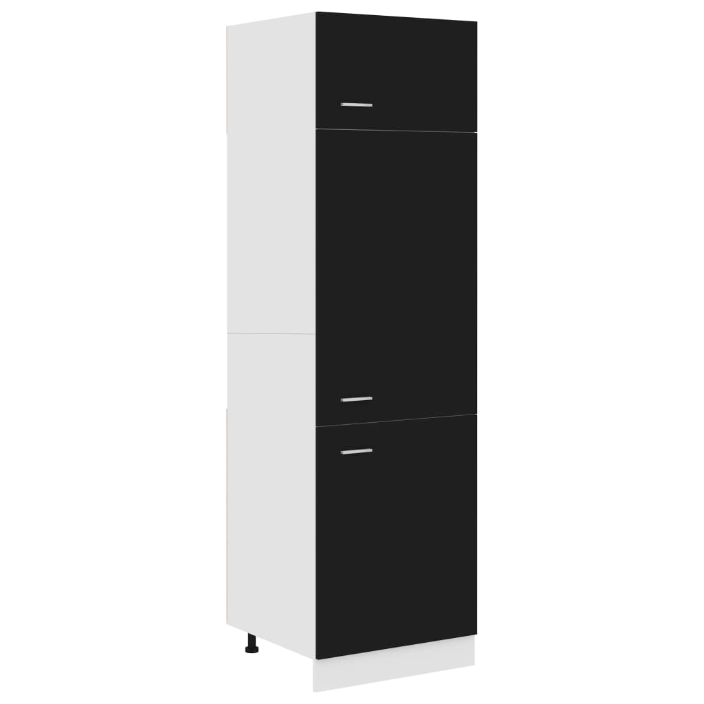 vidaXL 冷蔵庫用キャビネット ブラック 60x57x207cm パーティクルボード