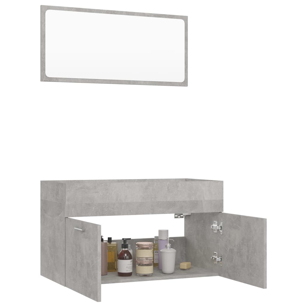 vidaXL バスルーム家具2点セット コンクリートグレー パーティクルボード