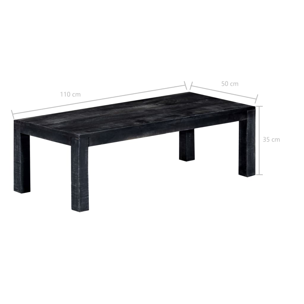 vidaXL コーヒーテーブル 110x50x35cm ブラック マンゴー無垢材
