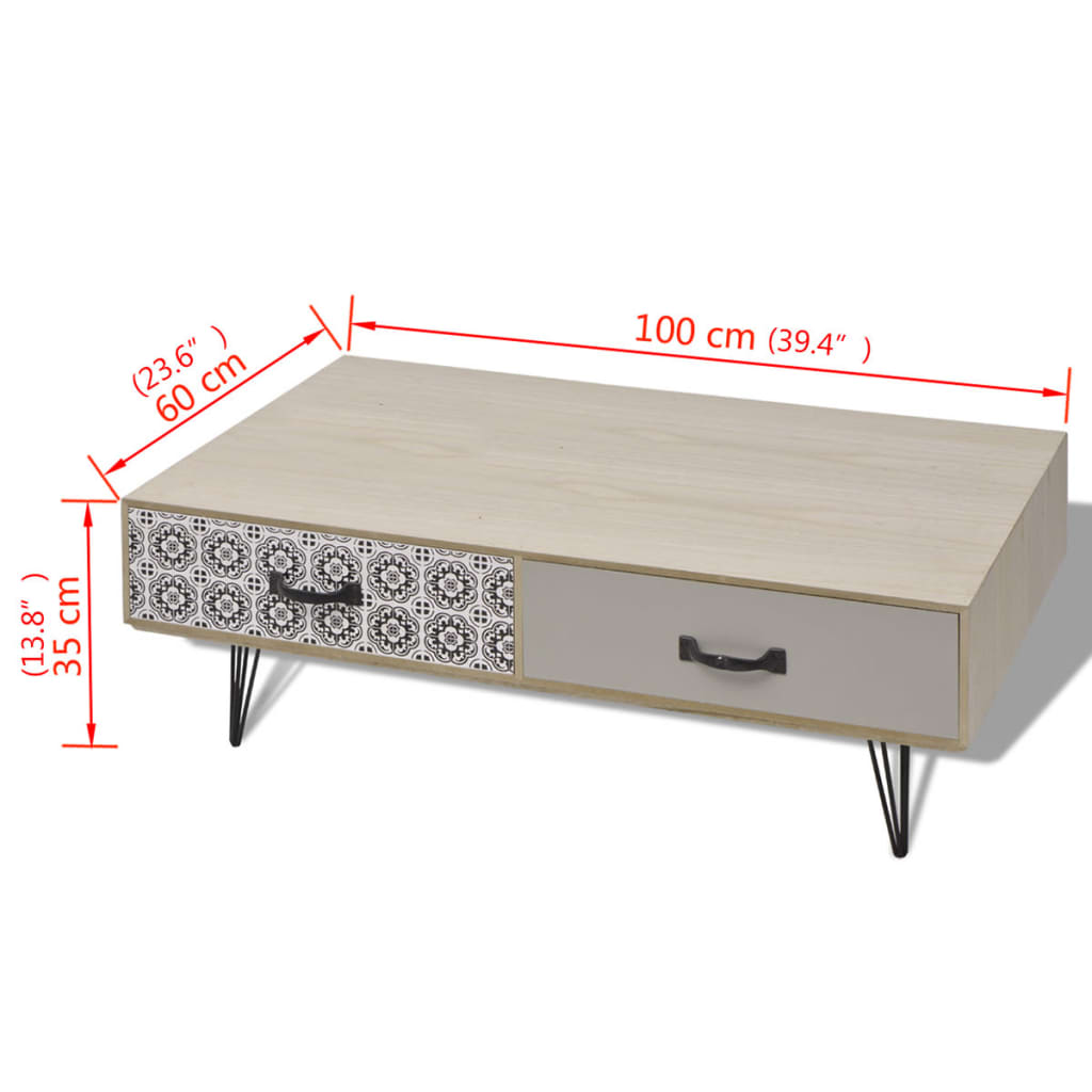vidaXL コーヒーテーブル 100x60x35cm ベージュ