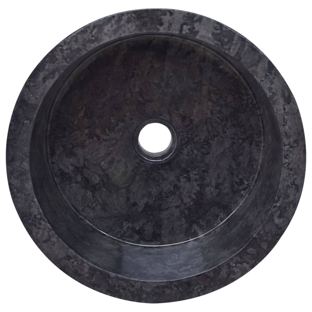 vidaXL 洗面器 直径40x15cm 大理石 ブラック