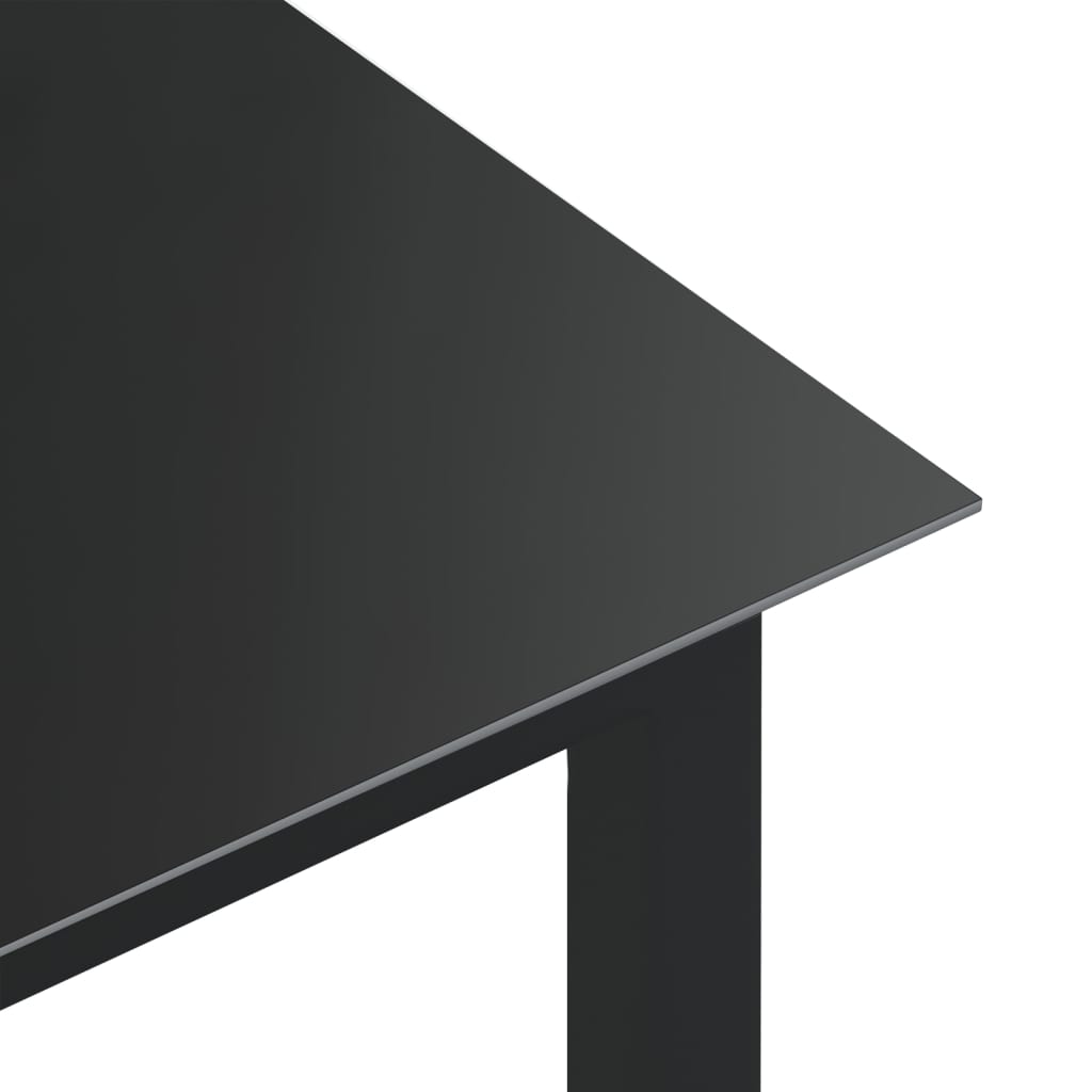 vidaXL ガーデンテーブル ブラック 190x90x74cm アルミ＆ガラス製