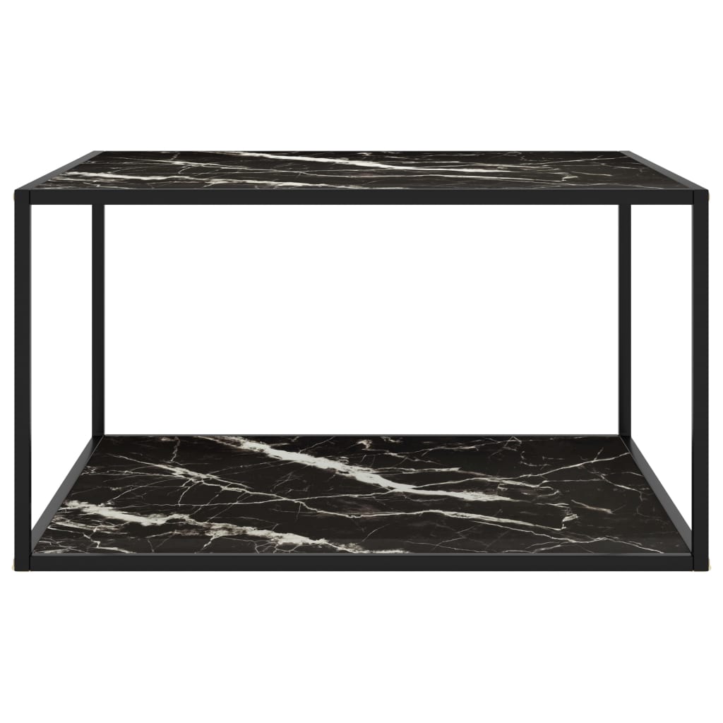 vidaXL コーヒーテーブル ブラック 90x90x50cm ブラック大理石ガラス製