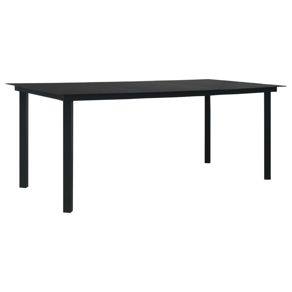 vidaXL ガーデンダイニングテーブル ブラック 190x90x74cm スチール＆ガラス製