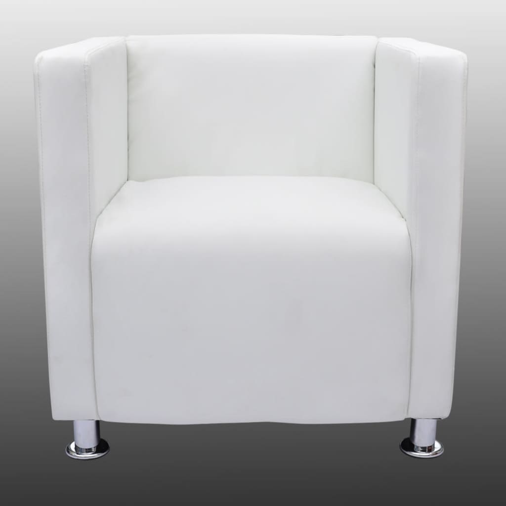 vidaXL キューブ型アームチェア 合成皮革製 ホワイト