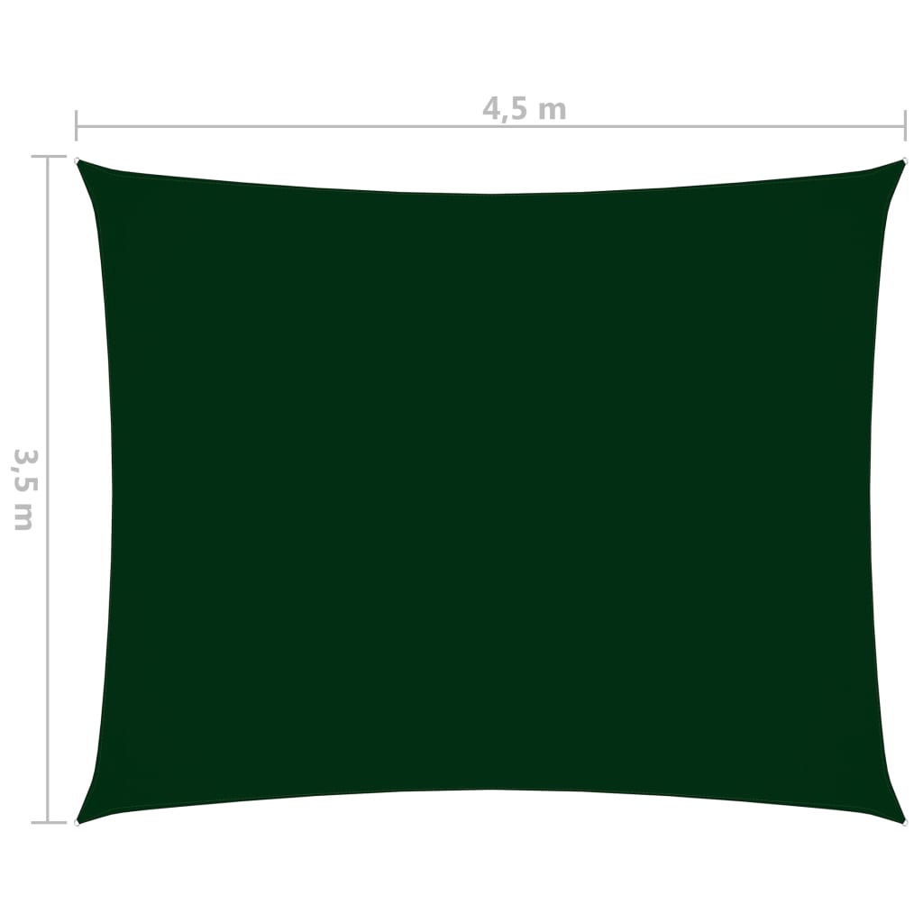 vidaXL サンシェードセイル 3.5x4.5m 長方形 オックスフォード生地 ダークグリーン