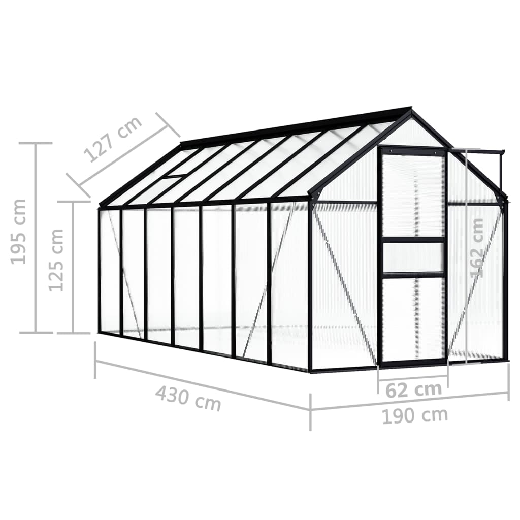 vidaXL 温室 アントラシート アルミ製 8.17 m²