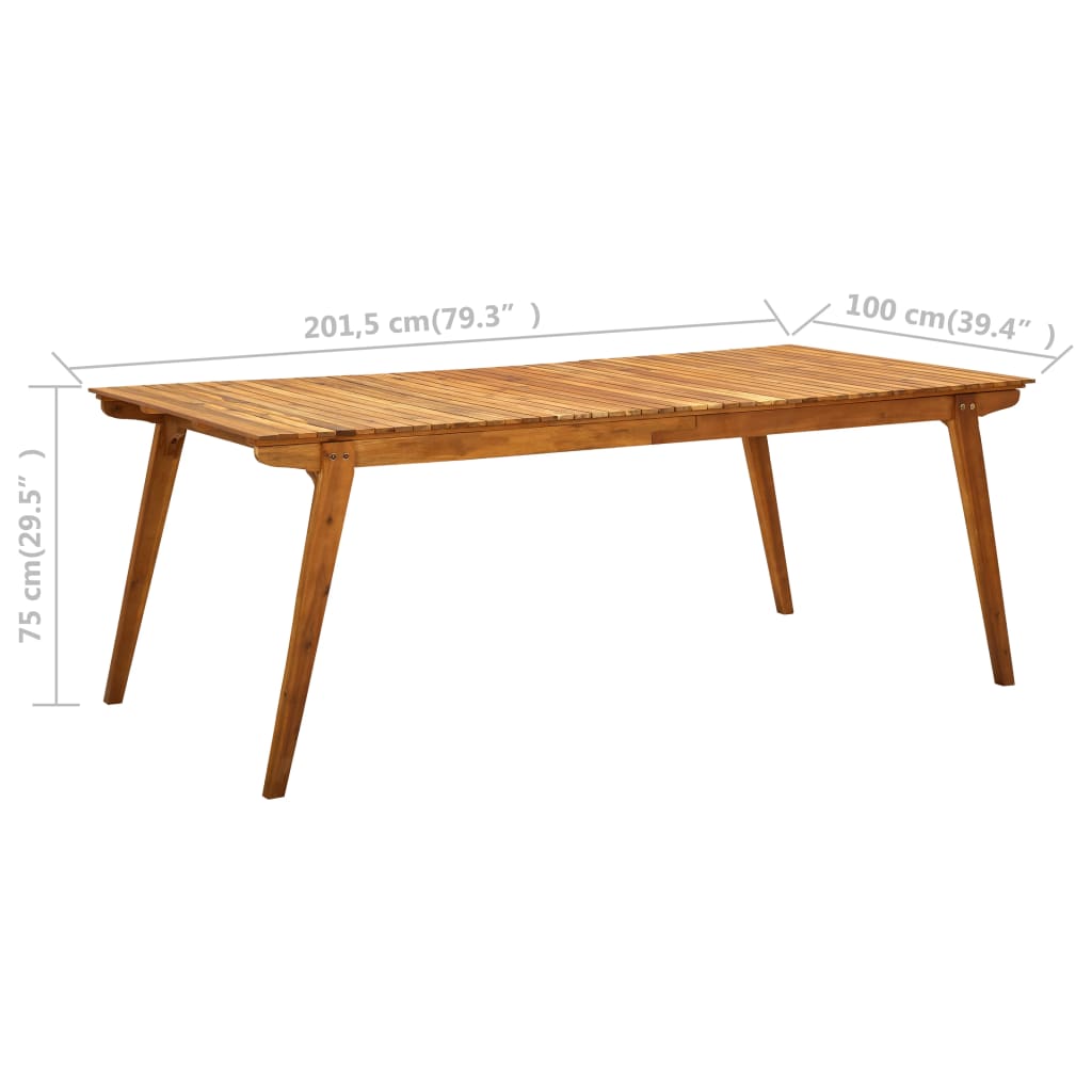 vidaXL ガーデンテーブル 201.5x100x75cm アカシア無垢材