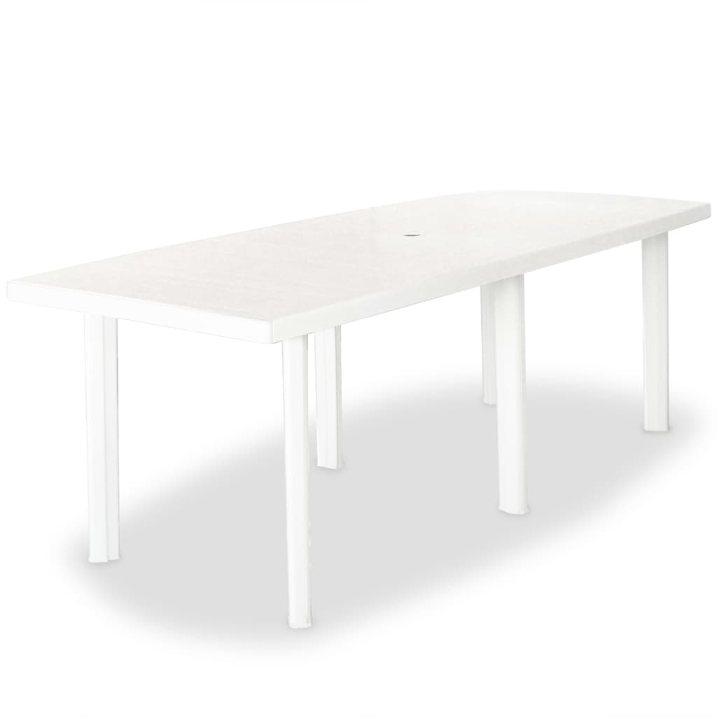 vidaXL ガーデンテーブル ホワイト 210x96x72cm プラスチック製