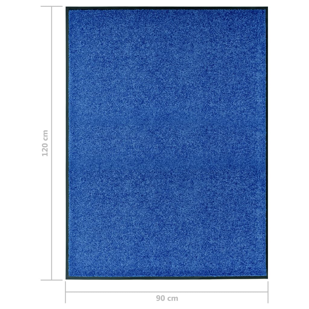 vidaXL 玄関マット 洗濯可能 ブルー 90x120cm