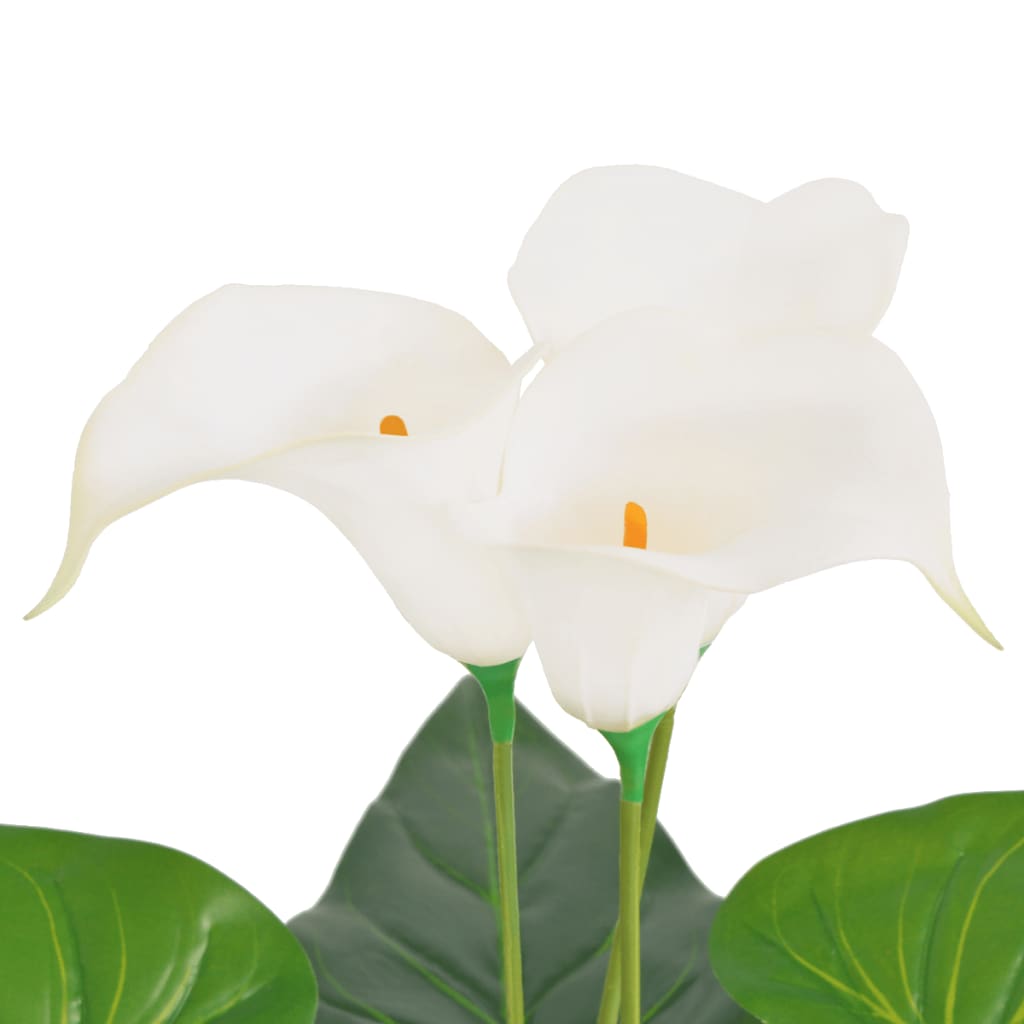 vidaXL 人工観葉植物 カラーリリー (オランダカイウ) ポット付き 45cm ホワイト
