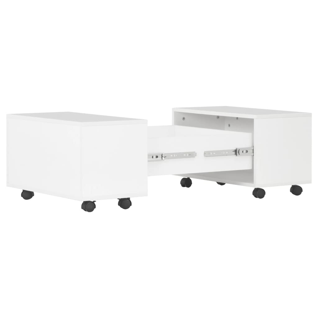 vidaXL コーヒーテーブル ハイグロス ホワイト 60x60x35 cm パーティクルボード