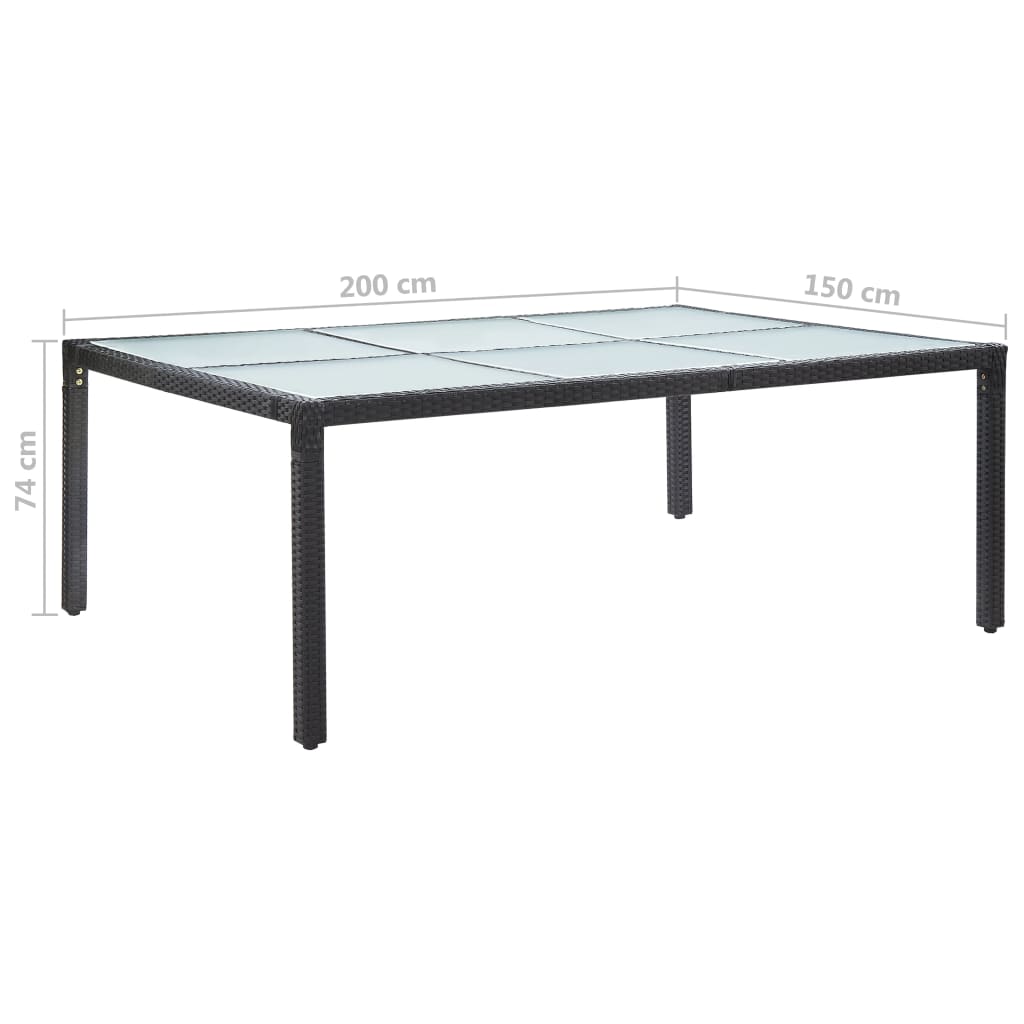 vidaXL 屋外テーブル ブラック 200x150x74cm ポリラタン製
